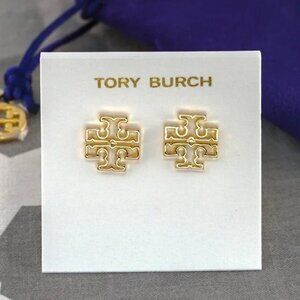 Tory Burch Britten Gold Stud Earrings (Brand New with Dust Bag)
